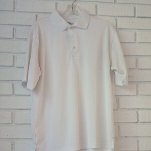 Men's White PGA Tour Collared Golf Shirt Size Medium